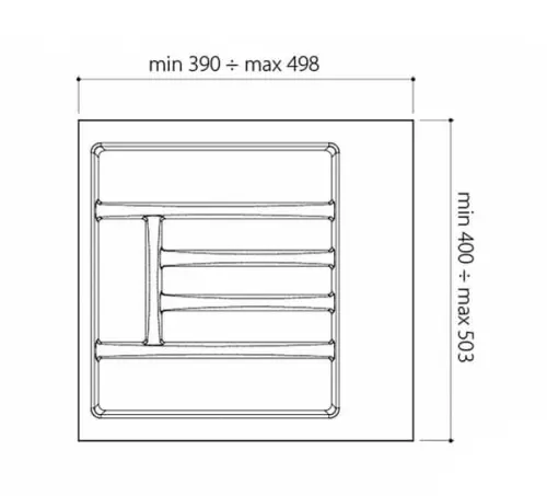 Лотки для столовых приборов лоток для столовых приборов гл. 390-498мм, шир. 400-503мм, в базу на 500мм, белый
