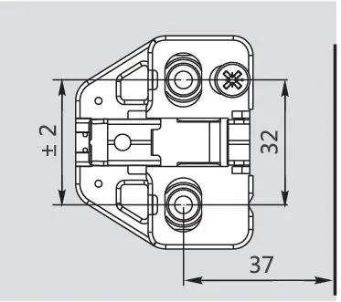 Петли мебельные DTC планка монтажная dtc pivot-pro, h2, click-on 3d