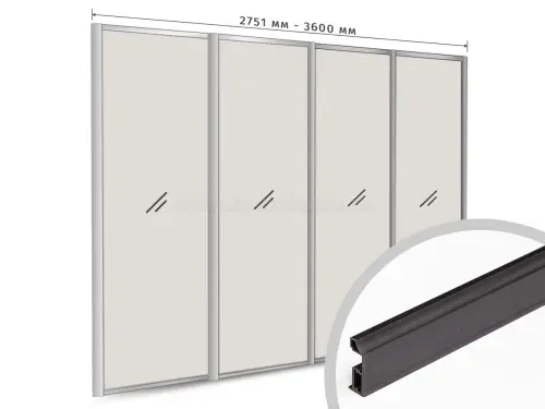 Комплекты анодированного профиля компл. профиля-купе slim оптима на 4 двери (ширина шкафа 2751-3600 мм), черный