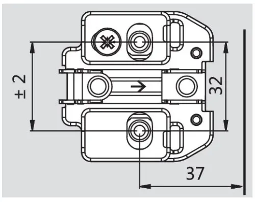 Петли мебельные DTC планка монтажная dtc pivot-star, h0, snap-on 3d