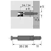 Эксцентрики, стяжки дюбель ввинчиваемый hettich du 232 twister, 5мм